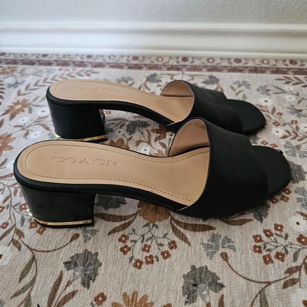 Coach Maggie Black Leather Heel Sandle